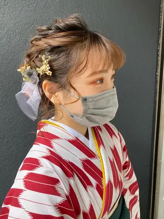 ミディアム ヘアアレンジ 勝野 麻美のヘアスタイル