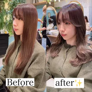 セミロング 山本翔一郎 韓国顔周りレイヤーのヘアスタイル