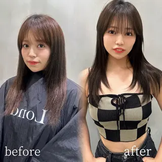 セミロング カラー Lond jeloudのヘアスタイル