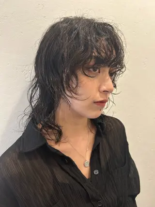 セミロング パーマ オリーブカラー/みづ き/ボブパーマ🤍のヘアスタイル