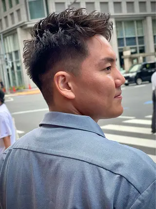 ショート パーマ メンズ 浅見 天翔のヘアスタイル