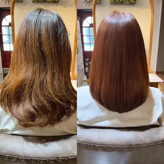 ミディアム カラー 那須野 美月のヘアスタイル