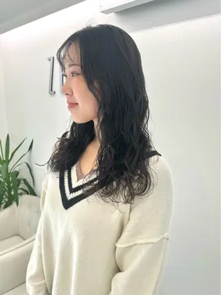 ロング パーマ デジタルパーマ 🌀ボブ　萩原　龍のヘアスタイル