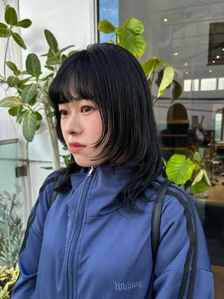 ミディアム カラー パーマ ヘアアレンジ 押切 響　のヘアスタイル