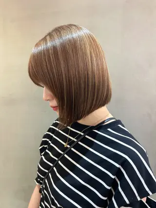 ショート カラー レイヤーボブ縮毛矯正 韓国RINAのヘアスタイル