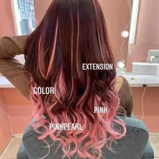 ロング カラー エクステ🩵ブリーチ 韓国ヘア🩵KAEのヘアスタイル