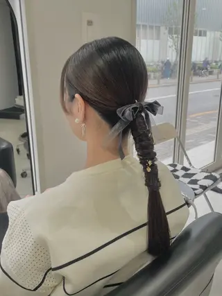 セミロング ヘアアレンジ グレージュ/ベージュ /経堂/sana🌱のヘアスタイル