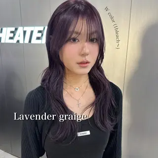 ロング カラー 暗髪🩶ラベンダー/ ブルー/ユウナ🤍のヘアスタイル