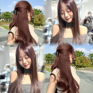 ロング カラー 韓国風ハッシュカット 似合わせレイヤー池袋のヘアスタイル