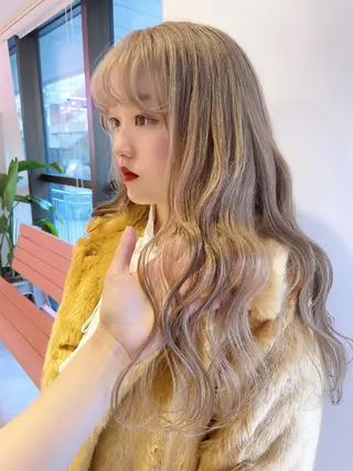 セミロング レイヤー×グレージュ /ピンク🩷mioのヘアスタイル