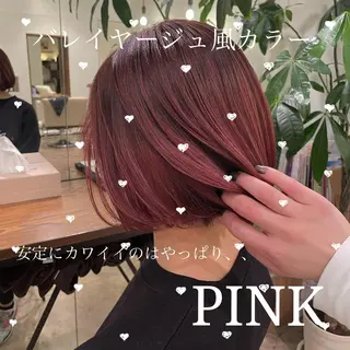 ミディアム カラー 【完全個室】髪質改善 暖色カラー/山崎唯奈のヘアスタイル