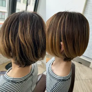 ショート パーマ デザインカラー/ ジュンナのヘアスタイル