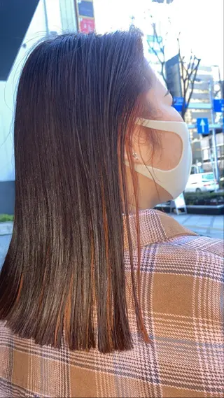 セミロング デザインカラー/ボブ ブリーチカラー/ユリのヘアスタイル