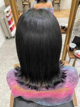 カラー 矯正パーマ、ベージュ ボブカット🫧のヘアスタイル