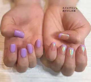 ネイル ショートネイル 森のさんぽ道のネイルデザイン
