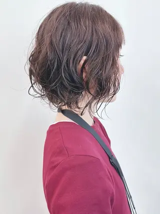 ショート パーマ ボブ/ゆるふわ ボブパーマ/とういのヘアスタイル