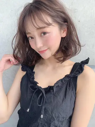 ミディアム カラー パーマ ヘアアレンジ キッズ ♡透け感カラー 大賀哲平♡のヘアスタイル