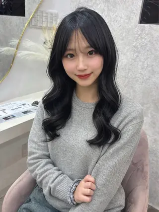 セミロング 💘Kurea💘 艶髪/韓国/暗髪のヘアスタイル