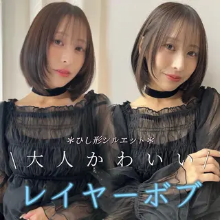 ミディアム カラー レイヤー×顔周 り×髪質改善/MIUのヘアスタイル
