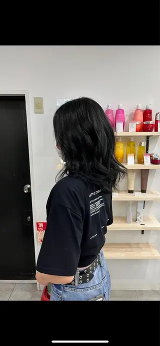 セミロング カラー ブリーチ縮毛矯正 あすまのヘアスタイル
