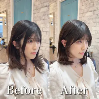 ミディアム パーマ モテ前髪 タゴメ シンヤのヘアスタイル