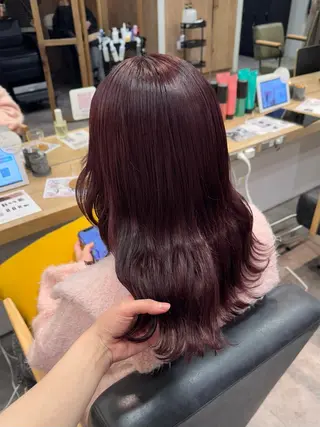 セミロング カラー 縮毛矯正/エクステ /艶カラー/ヘアメのヘアスタイル