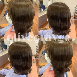 ミディアム カラー 小澤 志穂のヘアスタイル