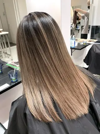 セミロング カラー 阿部 圭悟のヘアスタイル