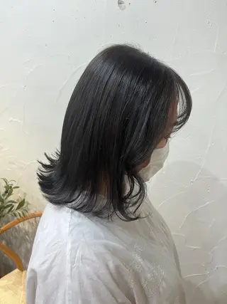 ミディアム 小顔ショート/透明感 カラー/チサトのヘアスタイル