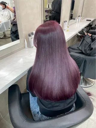 ロング カラー 透明感🤍レイヤー ベージュ‎🤍ピンクのヘアスタイル