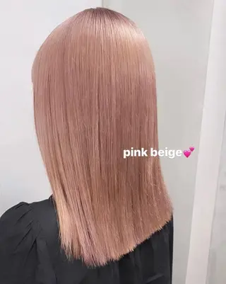 セミロング カラー パーマ ネイル マツエク・マツパ ハイトーン/透け感 カラー🎀真香のヘアスタイル