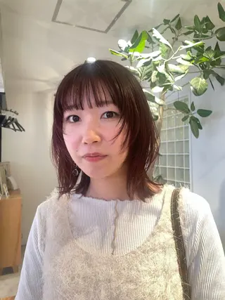 ミディアム カラー 柔らかレイヤー× 透け感カラー/SUのヘアスタイル