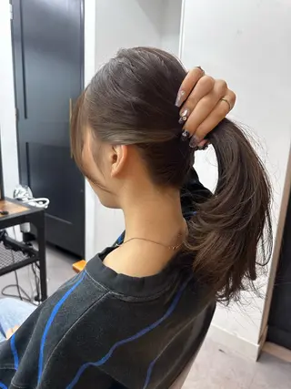 セミロング カラー パーマ ヘアアレンジ メンズ レイヤーカット／顔周 りカット/縮毛矯正のヘアスタイル