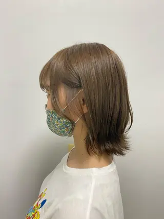 ミディアム カラー ヘアアレンジ 韓国風ベージュ🤎 赤みなし🌿横浜🤎のヘアスタイル