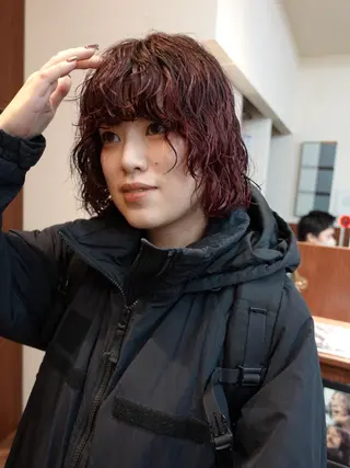 ショート カラー パーマ ボブパーマ/パーマ ウルフパーマのヘアスタイル