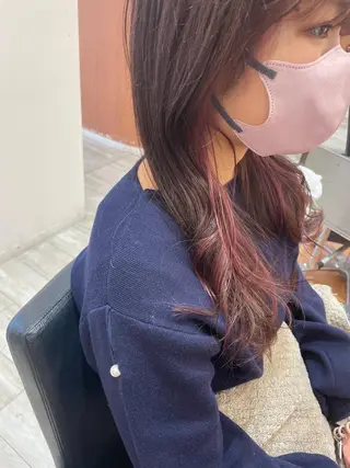 セミロング ハイライト 石橋 瑞穂のヘアスタイル