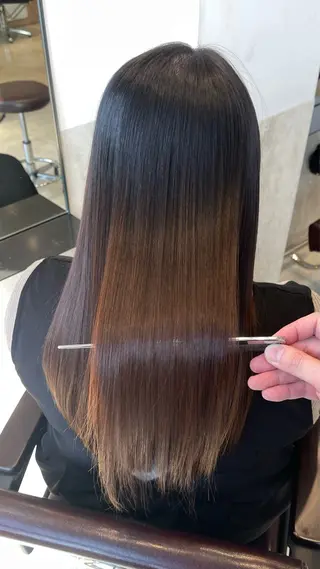 ロング 縮毛矯正クロスパーマ 益子達也のヘアスタイル