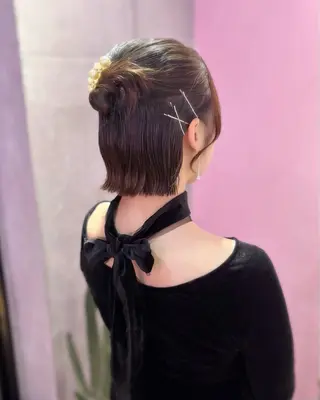 ショート ヘアアレンジ カット、縮毛矯正 モデル募集🎀あゆみのヘアスタイル