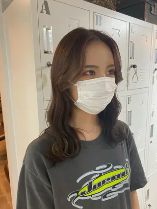 セミロング カラー ヘアアレンジ 🧡梅田ハイトーン カラー🧡runaのヘアスタイル