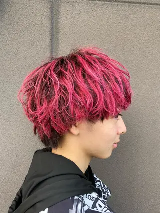 ミディアム カラー パーマ メンズ 岩城 滉成のヘアスタイル