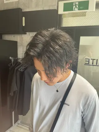 ミディアム カラー パーマ メンズ _WHITE / KENTOのヘアスタイル
