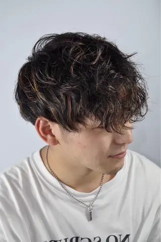 ミディアム パーマ メンズ 福崎 凛太朗のヘアスタイル