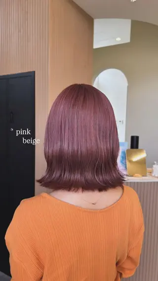 ミディアム カラー ボブ/レイヤー/暖色 カラー/モモカ🎀のヘアスタイル