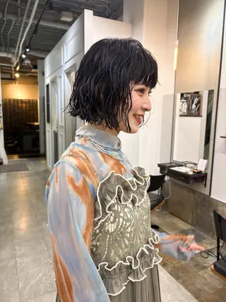 ミディアム カラー パーマ nao/福岡美容室 パーマ/ボブパーマのヘアスタイル