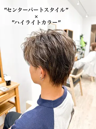 カラー メンズ ブリーチカラー🔥 パーマ【佐々木凌平】のヘアスタイル