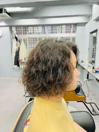 セミロング パーマ メンズ 池袋メンズパーマ フェード純平のヘアスタイル
