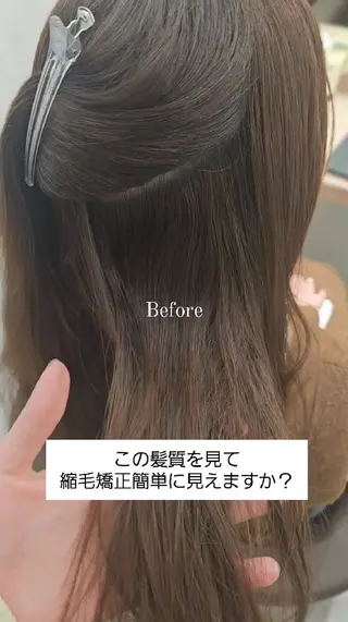 セミロング パーマ 縮毛矯正をしている人 のためのカラーのヘアスタイル