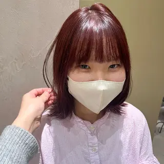 ミディアム カラー 顔周りカット/ 透明感カラー/ユナのヘアスタイル
