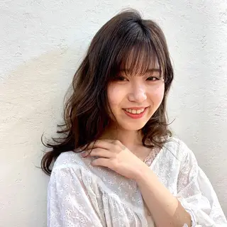 セミロング カラー パーマ 坪内 麻里子のヘアスタイル