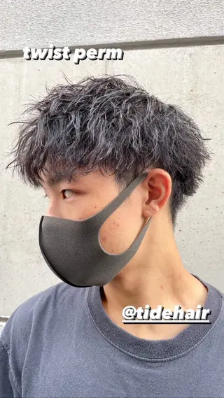 パーマ メンズ TIDEHAIR りょうたボブ募集のヘアスタイル